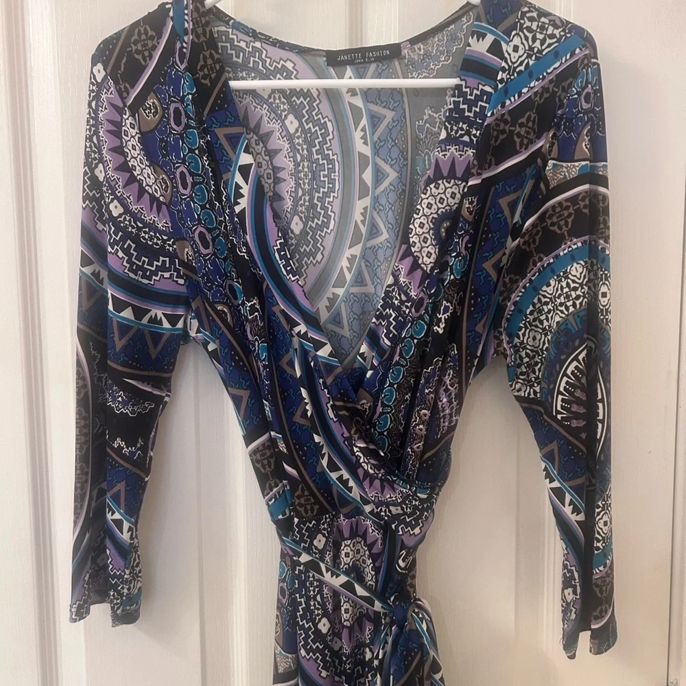 Multi ColorMaxi Wrap Dress - Picture 3 of 5